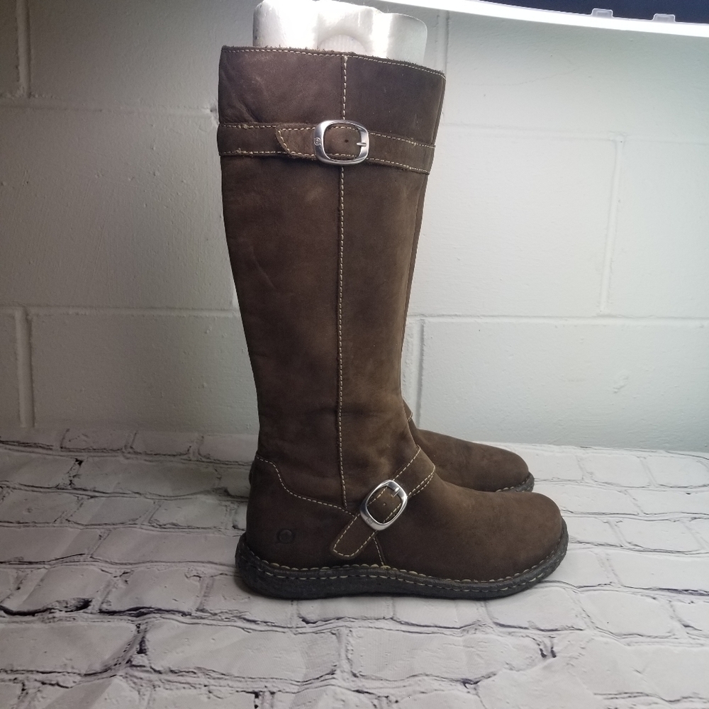 Born Kenya brown leather tree sole midi boots - Picture 9 of 12